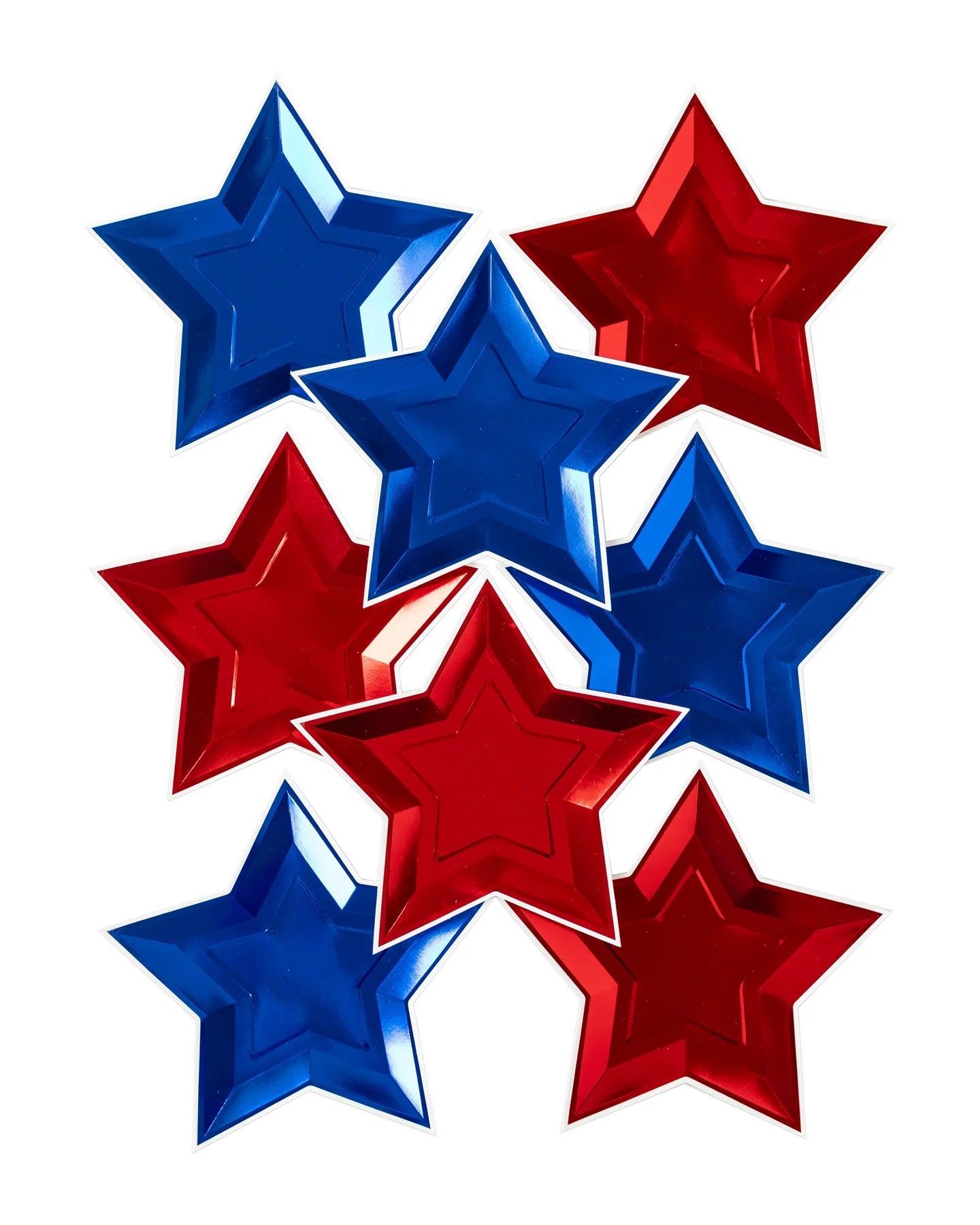 Blue and Red Foil Star Shaped Paper Plate - PaperGeenius