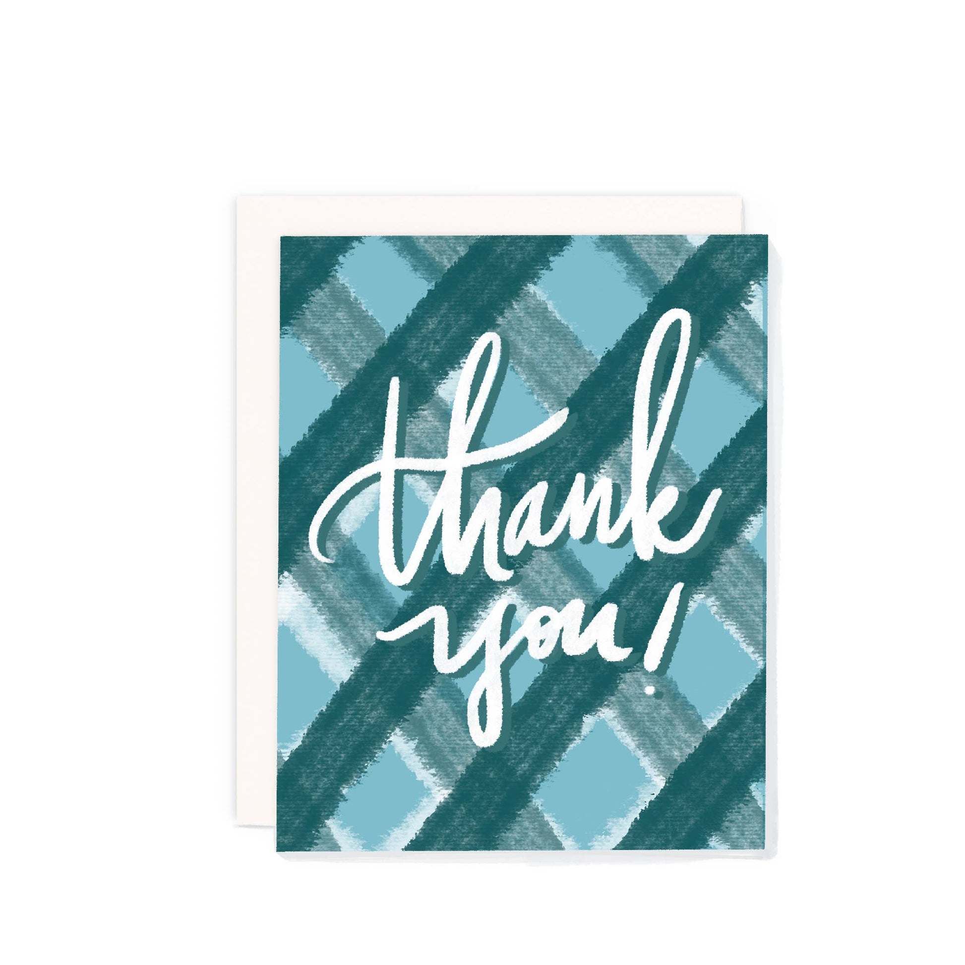 Blue Plaid Thank you Card - PaperGeenius