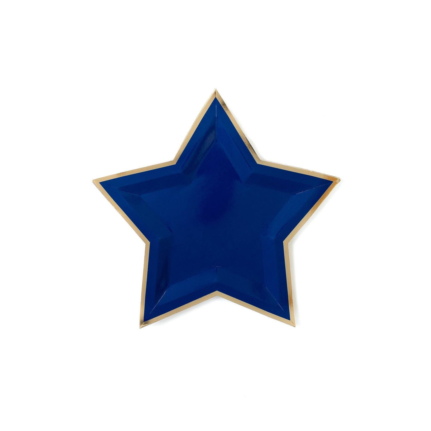 Blue Star Shaped 9" Gold Foiled Plates - PaperGeenius