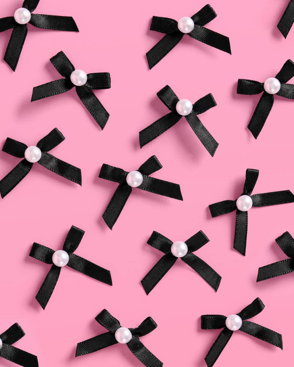 Bow Cake Toppers - 12 black + pearl cake toppers - PaperGeenius