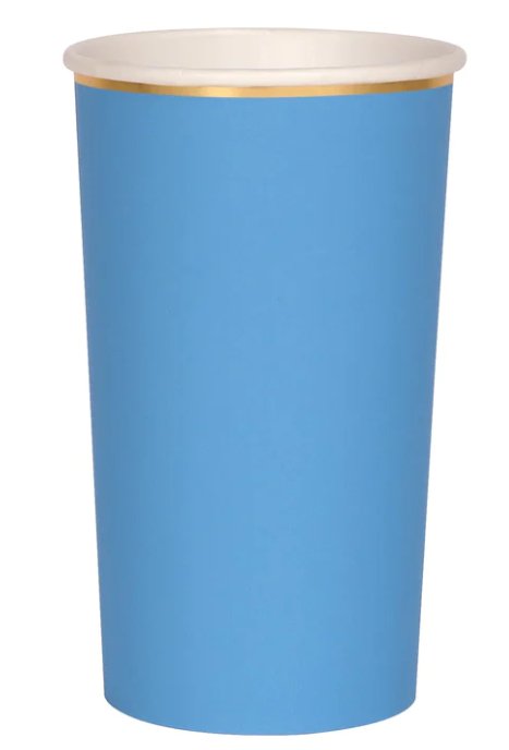 Bright Blue Highball Cups - PaperGeenius