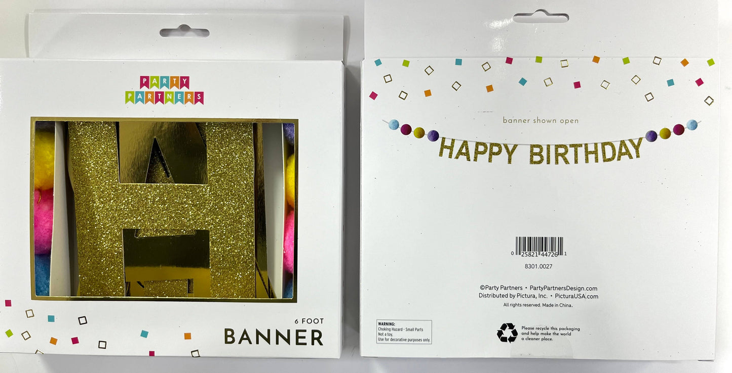 Pom-Pom Happy Birthday Banner