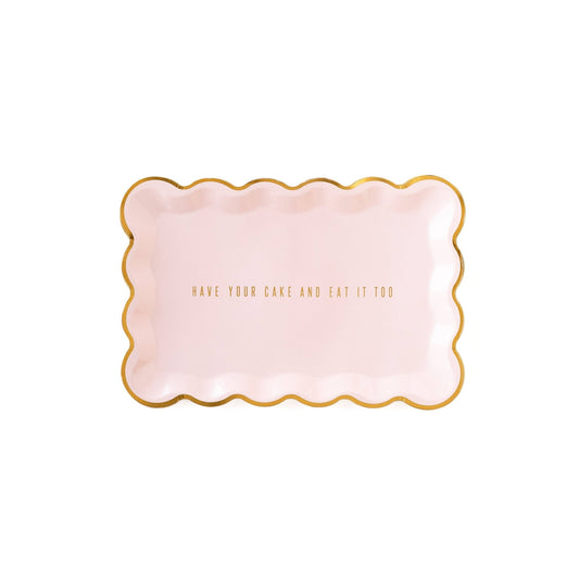 Cake By Courtney Scalloped Rectangle Paper Plate - PaperGeenius