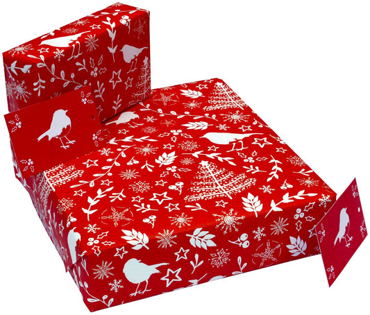 Christmas Scandi Robins Wrapping Paper • 100% Recycled - PaperGeenius
