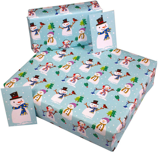 Christmas Snowmen Wrapping Paper • 100% Recycled • Vegan Ink - PaperGeenius
