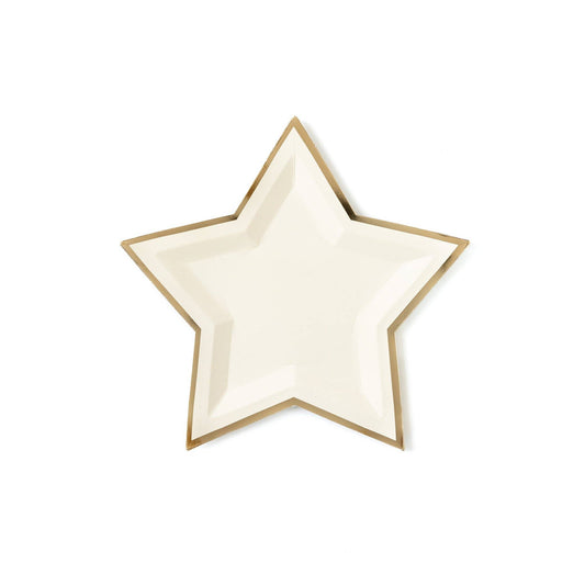 Cream Star Shaped 9" Gold Foiled Plates - PaperGeenius