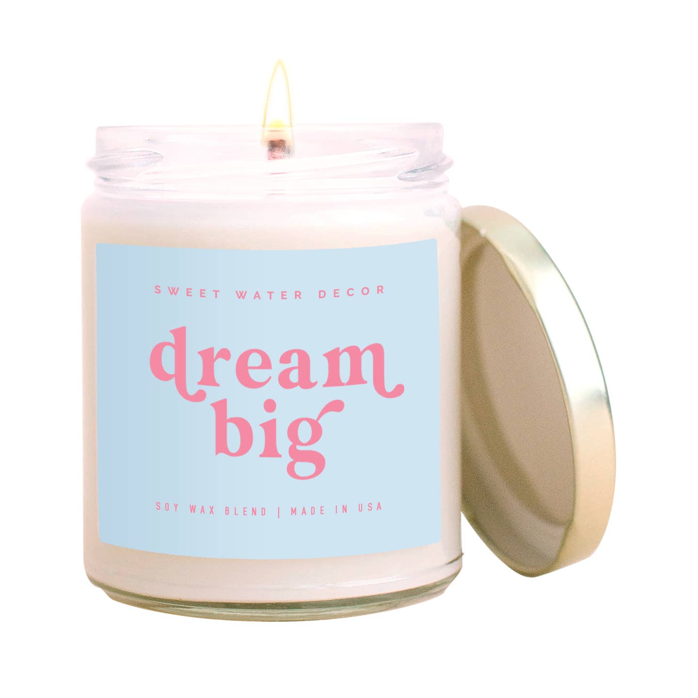 Dream Big Soy Candle - Clear Jar - Blue and Pink - 9 oz - PaperGeenius