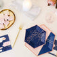 Erika - Pale Pink and Navy with Rose Gold Large Paper Plates - PaperGeenius