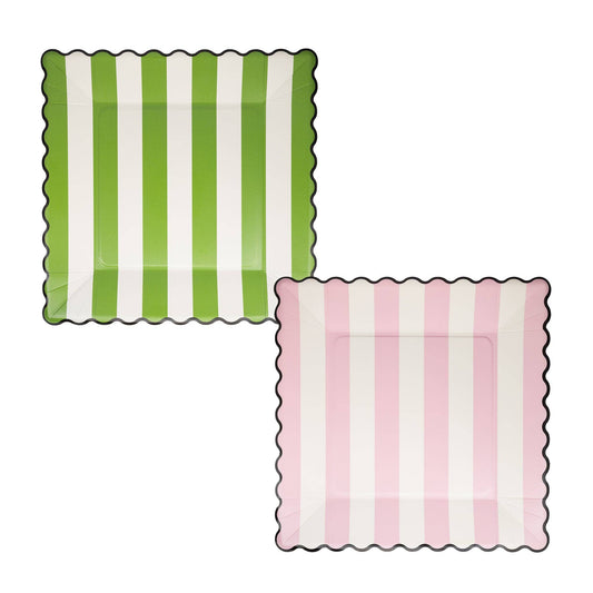 GBW1240 - Green Stripe Pink Stripe 11" Plate Set