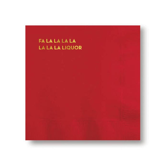 Fa La La Liquor Napkins (Red with Gold Foil) - PaperGeenius