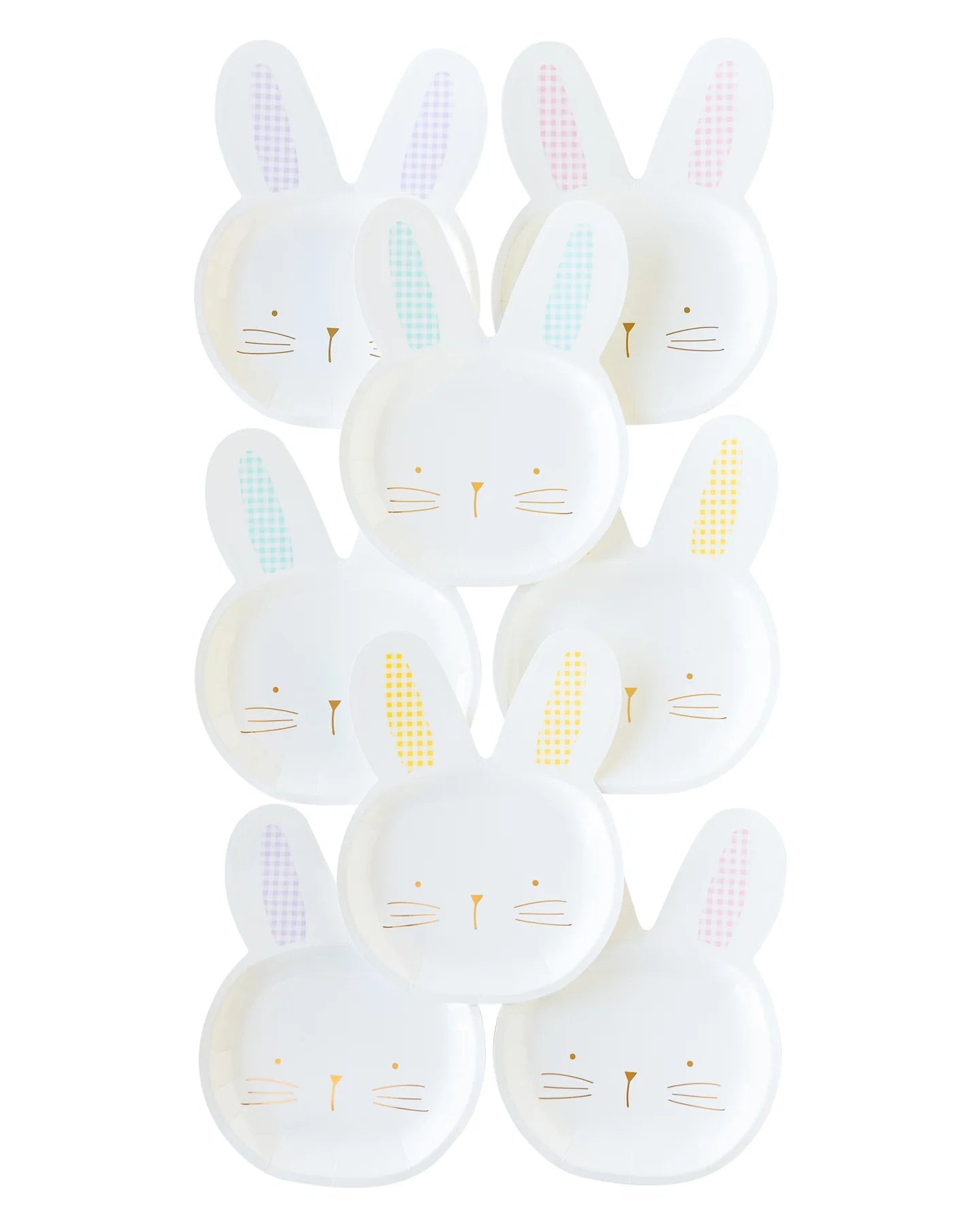 Gingham Bunny Shaped Plate Set - PaperGeenius