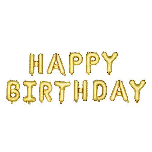 Gold HAPPY BIRTHDAY Mylar Balloon by Cakewalk - PaperGeenius