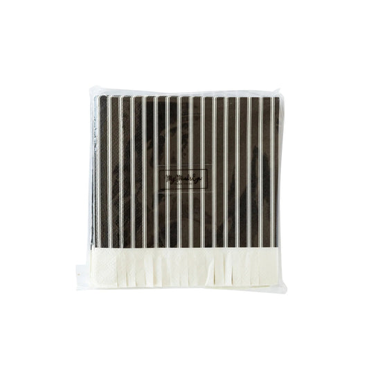 Halloween Black Ticking Fringe Napkin - PaperGeenius