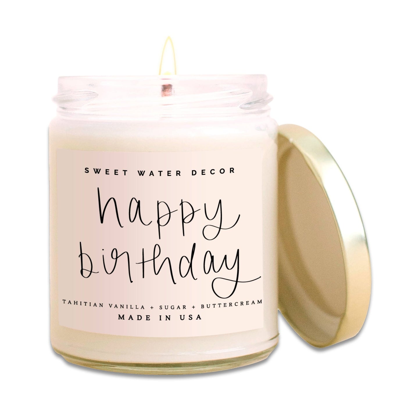 Happy Birthday Soy Candle - Clear Jar - 9 oz - PaperGeenius