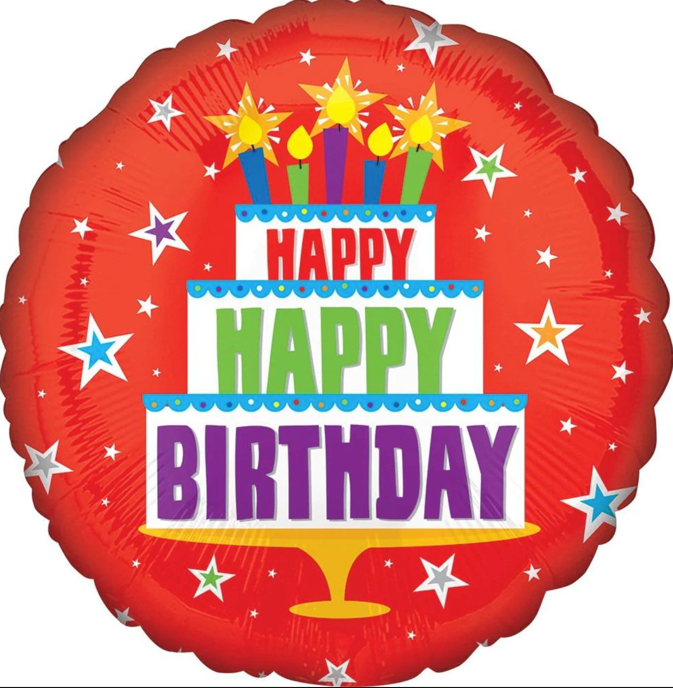 Happy Happy Birthday Cake 18″ Balloon - PaperGeenius