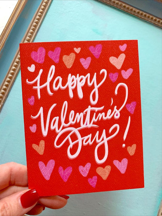 Happy Valentine's Day Red Greeting Card - PaperGeenius