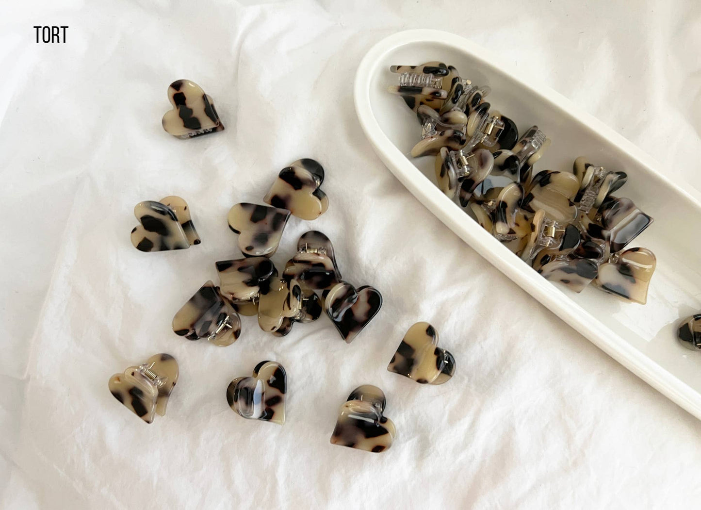 Heart Shape Acetate Hair Clip - DOLCE: ONE SIZE / BROWN CHECKERED - PaperGeenius