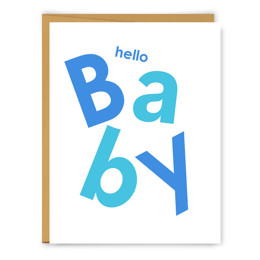Hello Baby Boy Blue Scandi Baby Greeting Card - PaperGeenius