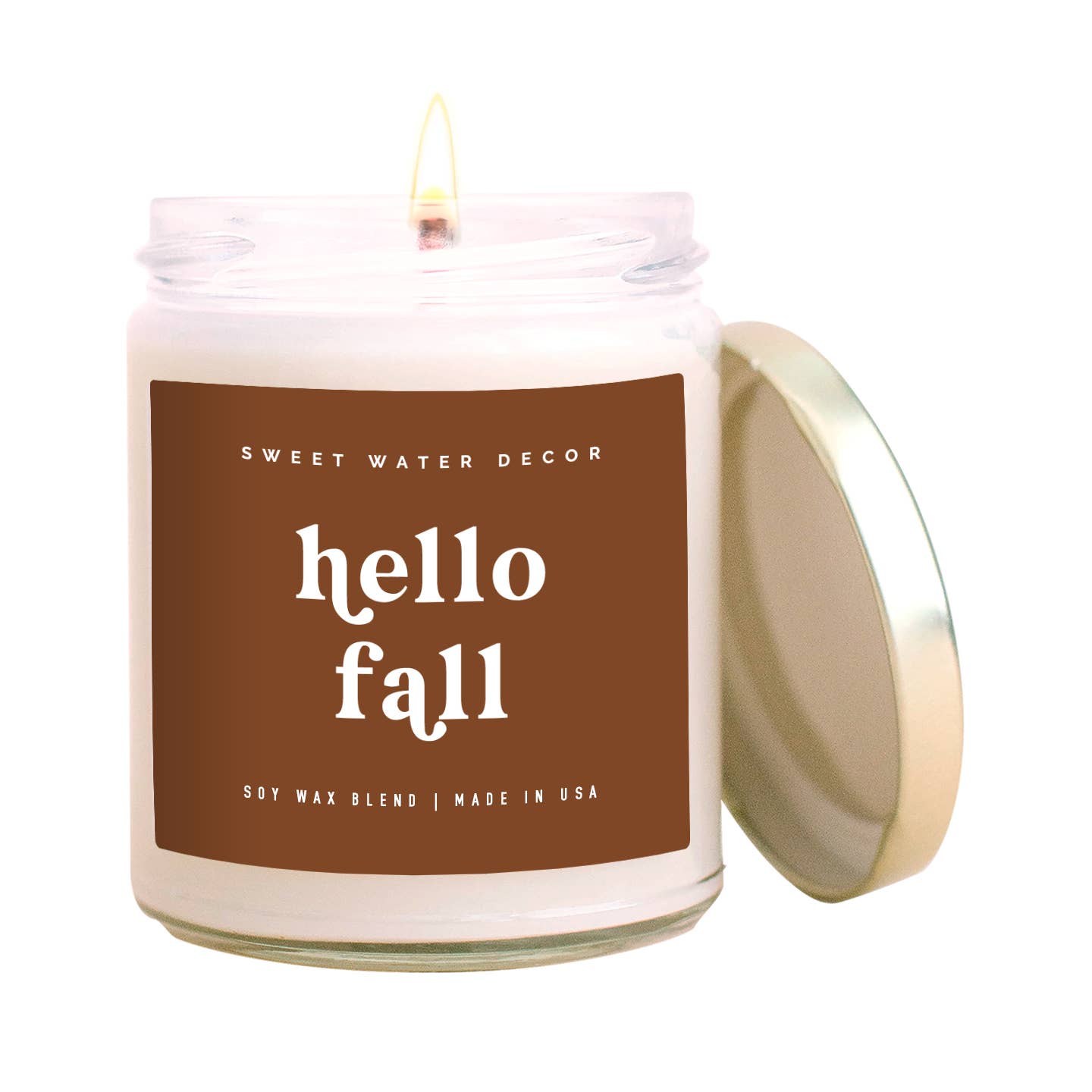 Hello Fall Soy Candle - Clear Jar - 9 oz - PaperGeenius
