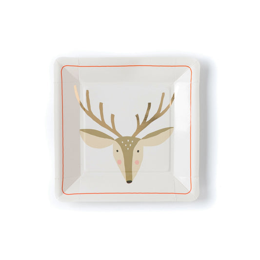 Holiday Deer 9" Plates - PaperGeenius