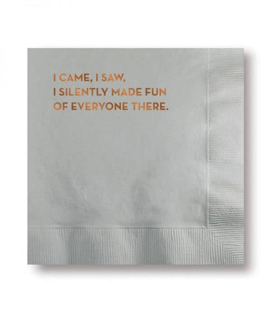 I Came, I Saw Napkins (Silver With Copper Foil) - PaperGeenius
