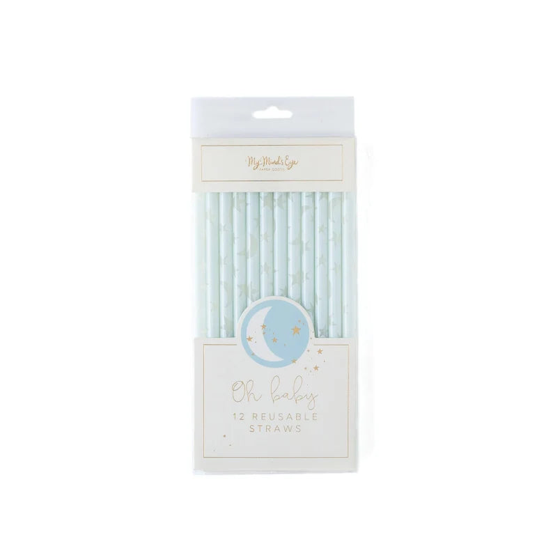 Moons and Stars Reusable Straws (Baby Shower)