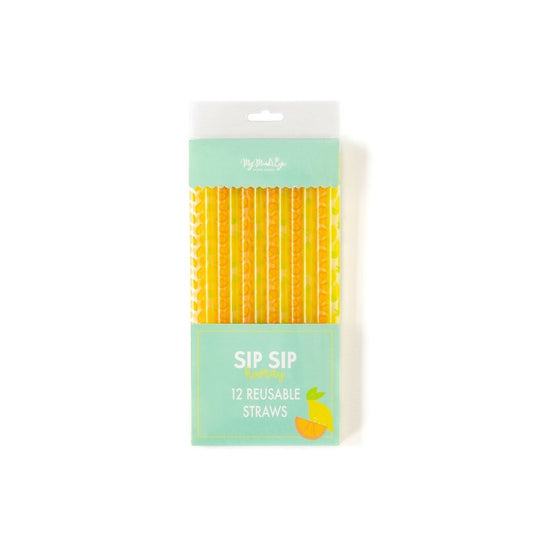 Lemons & Oranges Reusable Straws - PaperGeenius