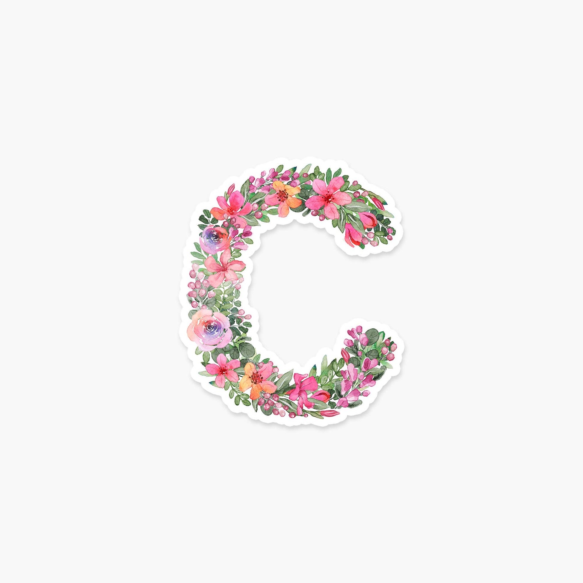 Letter C Floral - Monogram Initials Sticker - PaperGeenius