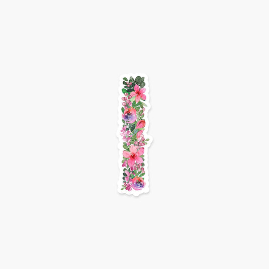 Letter I Floral - Monogram Initials Sticker - PaperGeenius