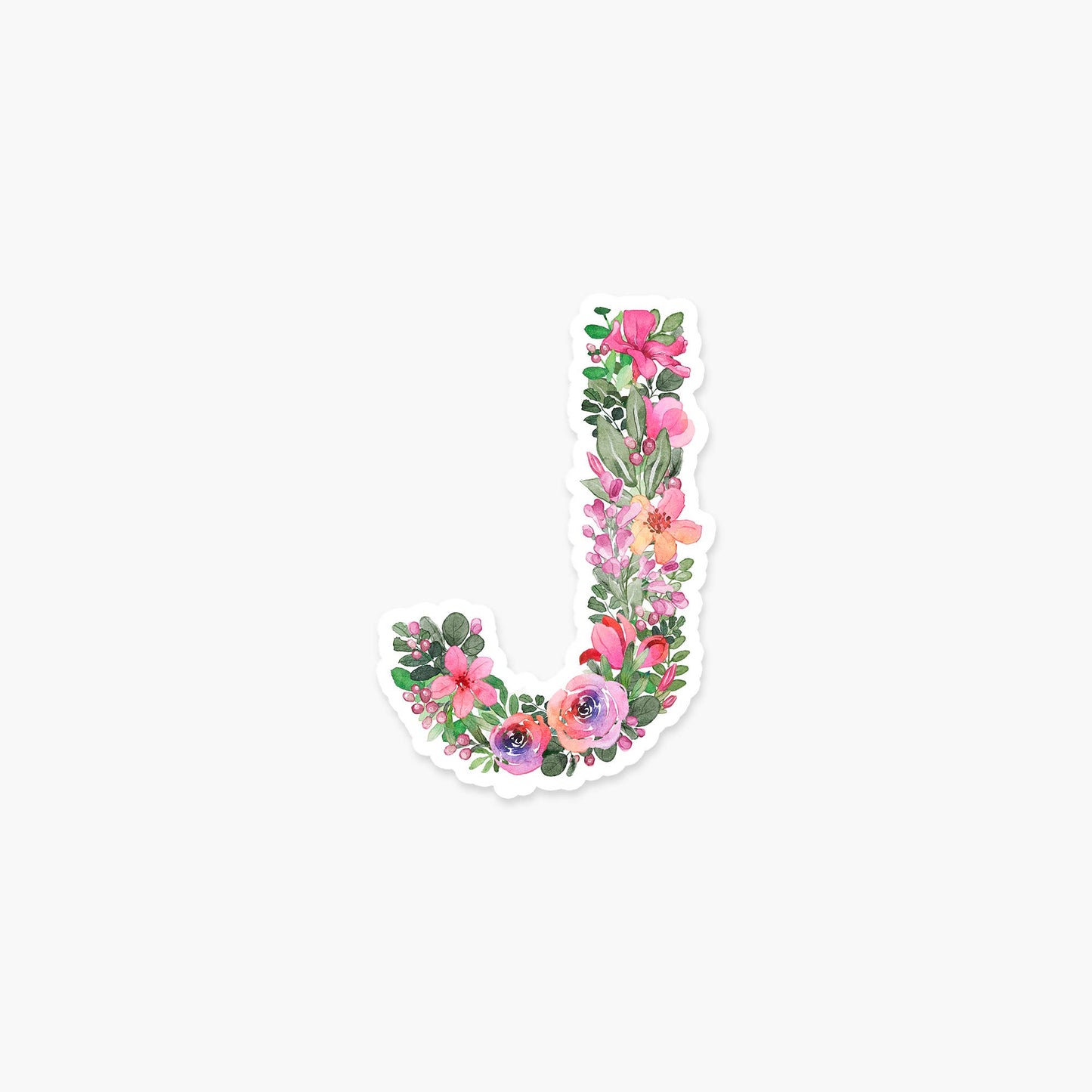 Letter J Floral - Monogram Initials Sticker - PaperGeenius
