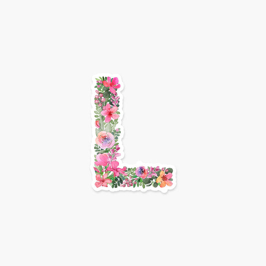 Letter L Floral - Monogram Initials Sticker - PaperGeenius