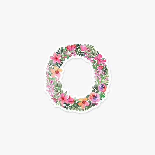 Letter O Floral - Monogram Initials Sticker - PaperGeenius