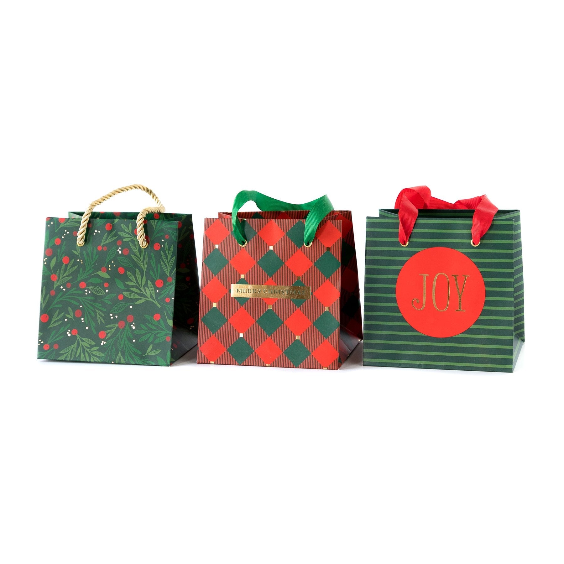 Mini Holly Christmas Gift Bags - Set of 6 - PaperGeenius