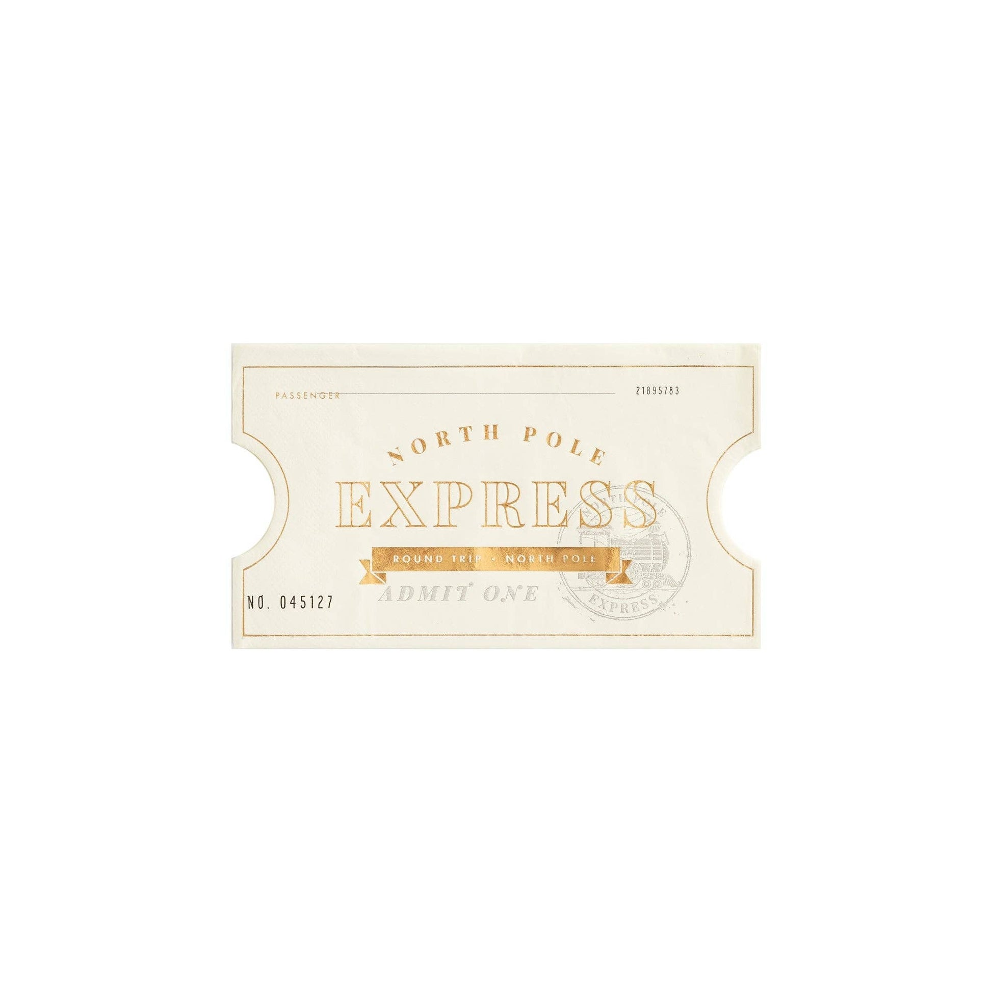 North Pole Express Ticket Shaped Guest Napkin - PaperGeenius
