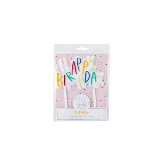 Oui Party Birthday Acrylic Cake Topper - PaperGeenius