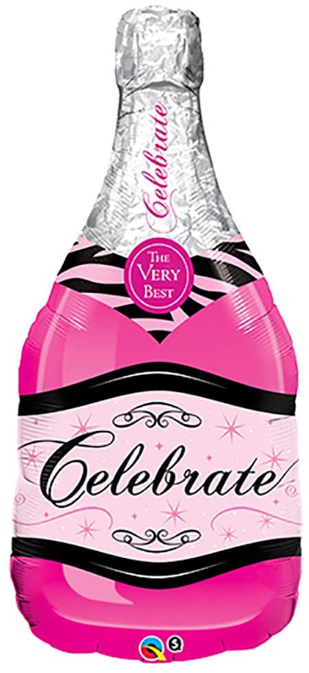 Pink Champagne Bottle 38" Balloon - PaperGeenius