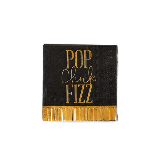 Pop Clink Fizz Fringed Cocktail Napkins - PaperGeenius