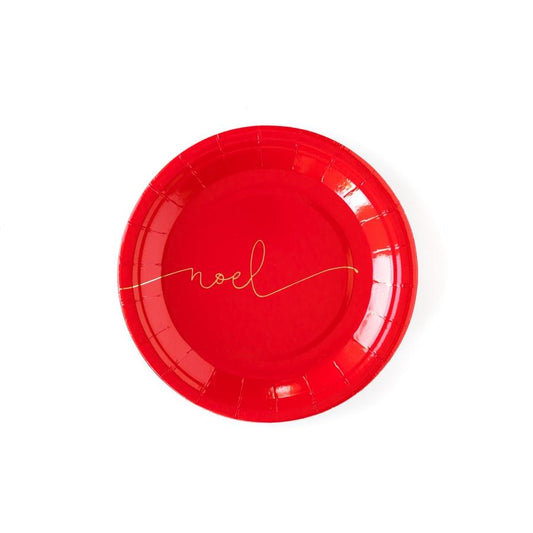 Red Noel 7" Plates - PaperGeenius