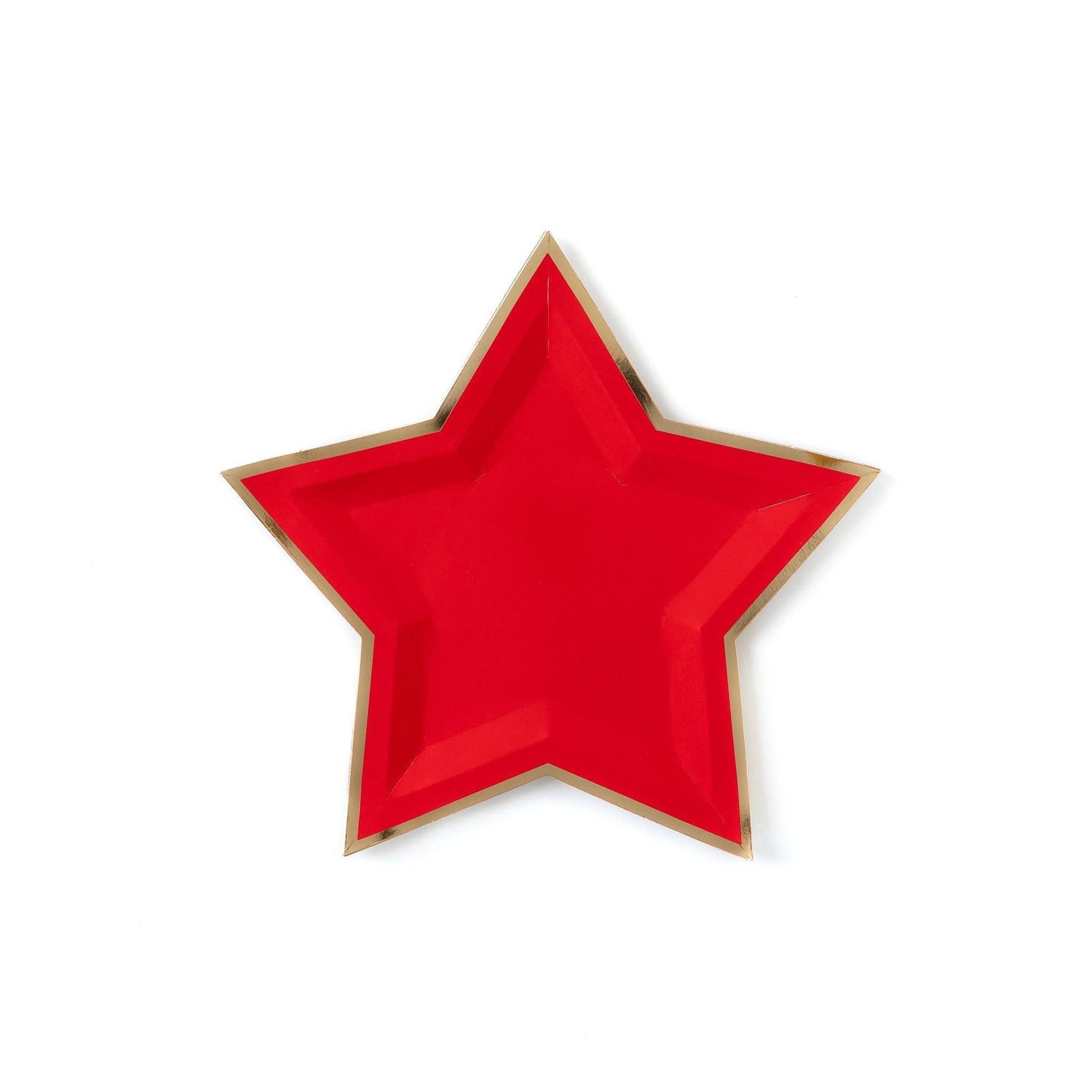 Red Star Shaped 9" Gold Foiled Plates - PaperGeenius