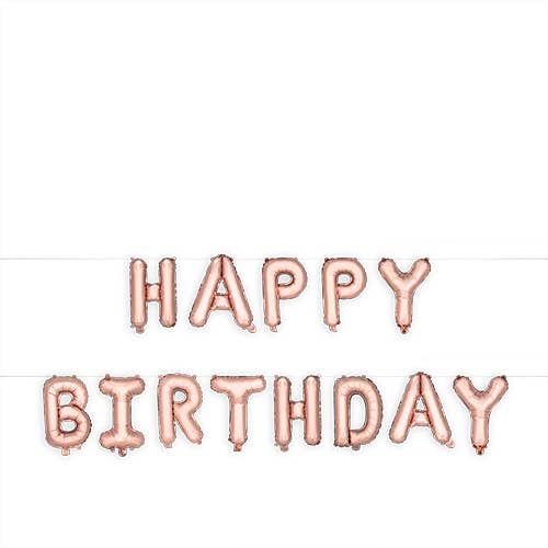 Rose Gold HAPPY BIRTHDAY Mylar Balloon by Cakewalk - PaperGeenius