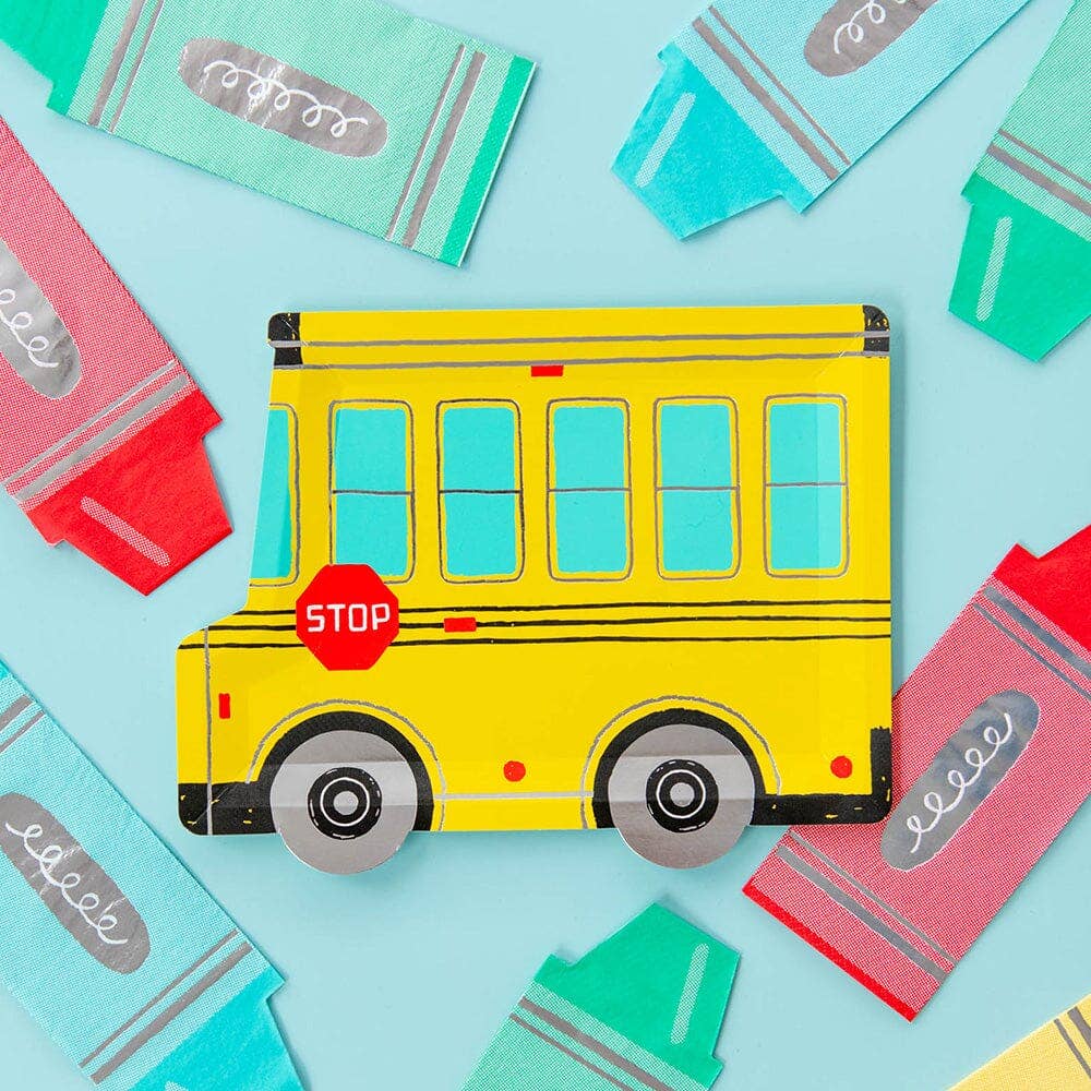 School Days Large School Bus Plates - PaperGeenius