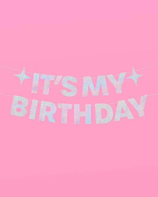 Shimmer Birthday Foil Banner, Party Supplies, Bday Decor - PaperGeenius