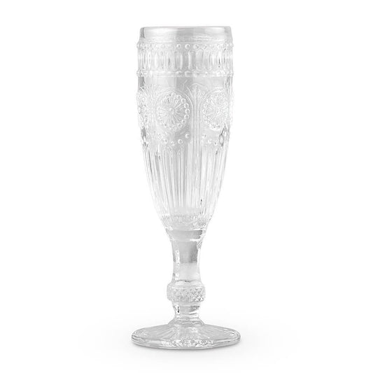 Vintage Style Pressed Glass Champagne Flute - Clear - PaperGeenius