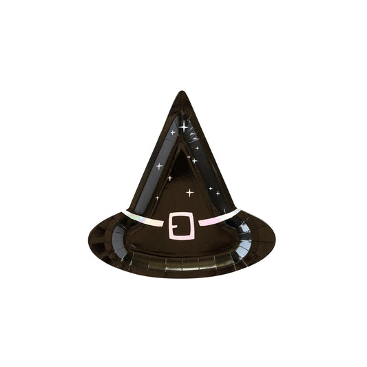 Witching Hour Witch Hat Shaped Plate - PaperGeenius