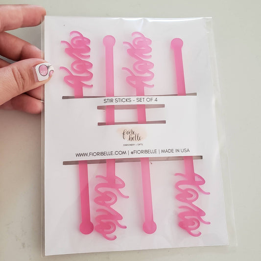 XOXO Day Party Favor Acrylic Drink Stirrers Set of 4 - PaperGeenius