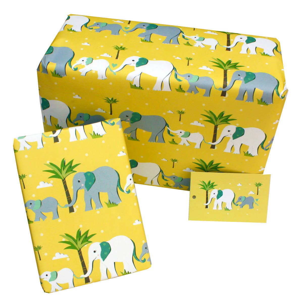 Yellow Baby Elephants Wrapping Paper • 100% Recycled